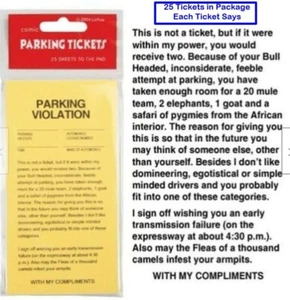 25 Fake Parking Tickets Prank Joke Funny Pretend Police Cop Gag Violation Fun - Picture 1 of 1
