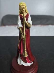 Enesco Angel Playing a Horn Musical fiqurine With Long Horn With Wooden Base - Picture 1 of 5