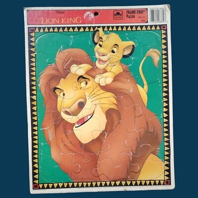 Disney Lion King Mufasa & Simba Vintage Golden Frame Tray Puzzle 20 pcs #8339 - Image 1 of 4