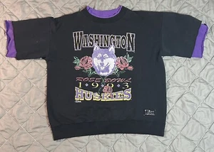 VINTAGE Salem Washington Huskies Shirt Mens Large Black Purple Rose Bowl Footbal - Picture 1 of 9