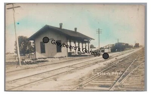 RPPC Wabash Railroad Train Station Depot ANDREWS IN Indiana Real Photo Postcard - Picture 1 of 2