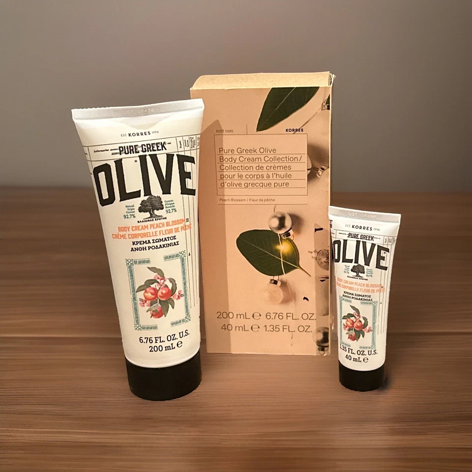 2x KORRES Pure Greek Olive Body Cream Lotion Peach Blossom 6 Ounces