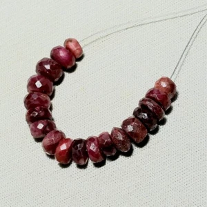 25.20cts Natural Ruby Faceted Rondelle Beads Loose Gemstone 18pcs Size 6mm - Picture 1 of 6