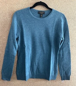 NWT Charter Club Blue Opal Teal 100% Cashmere Crew Neck Sweater Women M - Picture 1 of 6