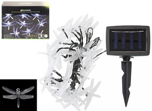LUCI STRINGA SOLARE DRAGONFLY - 20 LED - BIANCO - DECORAZIONE FESTA GIARDINO ESTERNO - Foto 1 di 1