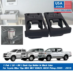 2x Black Color Dash Cup Holder For Toyota Hilux Vigo MK6 MK7 Pickup 2005 - 2015 - Picture 1 of 7