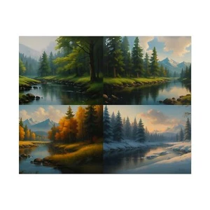 π Four Seasons Poster β Nature Landscape Wall Art β Seasonal Home Decor Print - Picture 1 of 25