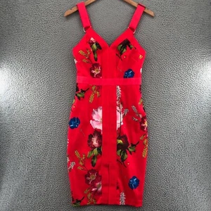 Ted Baker Dress Womens 2 US 6 Amylia Red Berry Sundae Floral Sheath Stretch Knee - Picture 1 of 15