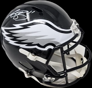 AJ Brown Signed Eagles Helmet Black Full Size Replica Beckett Certified AUTO - Picture 1 of 9