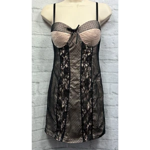 Sexy Vestido Lipsy London Bodycon Bustier Talla 8 Negro y Rosa Encaje Superpuesto Nuevo con Etiquetas - Imagen 1 de 8