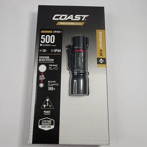 Coast XP6R Rechargeable 500 Lumens Led Flashlight With Hat Clip IP54 New/Sealed - Picture 1 of 5