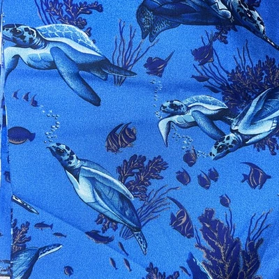 Sea Life Blue Fabric Fish Turtle Honu 44”x 54” Trans-Pacific Textiles Ocean - Image 1 of 4