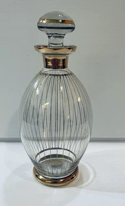 Botella de perfume de vidrio vintage de Checoslovaquia detalles dorados tapón importación de irice - Imagen 1 de 9