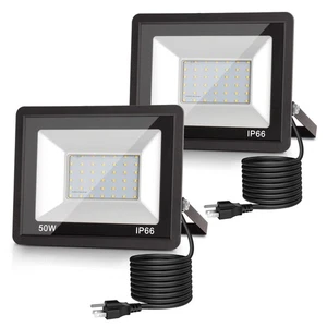 LOHAS Flood Lights Outdoor, 50W Dusk to Dawn Floodlight, IP66 Waterproof Plug... - Picture 1 of 7