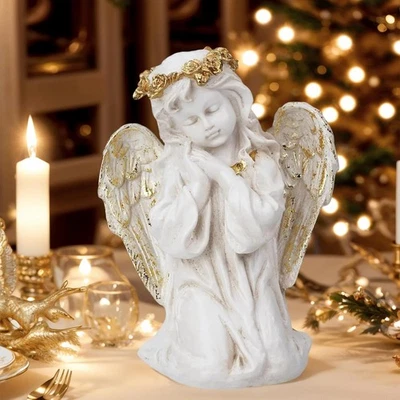 7.8" Kneeling Praying Angel Figurine, Serene Angel Statue for Shelf/Tabletop Dec - Image 1 of 4