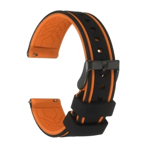 Silicone Watch Bands 20mm Soft Watch Bands with Frosted Buckle, Black Orange - Zdjęcie 1 z 6
