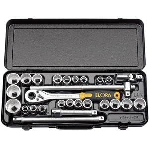 Elora 1/2"D Metric and Imperial Socket Set 28 Piece Standard Length Chrome 50650 - Picture 1 of 1