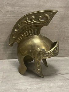 Vintage Solid Brass Trojan Helmet Display - Picture 1 of 8