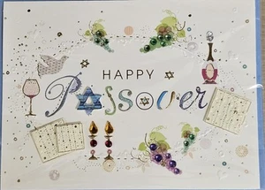 PAPYRUS HAPPY PASSOVER GEMMED 3D CANDLE GRAPE WIN CARD - Picture 1 of 5