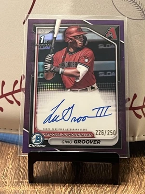 Gino Groover 2024 Bowman Chrome Prospect Auto Purple Refractor 1st /250 - Image 1 of 2