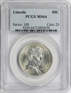 1918 Lincoln 50c Commemorative Half Dollar PCGS MS64 - Picture 1 of 4