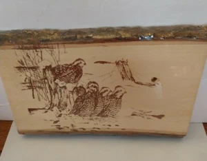 Reloj creativo pirografía hueca de nogal pájaro salvaje codorniz corteza de árbol en blanco madera baja - Imagen 1 de 5