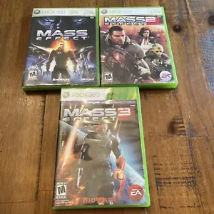 Mass Effect 1, 2 & 3 Trilogy (Xbox 360) Game Lot - Complete In Box CIB - Picture 1 of 10