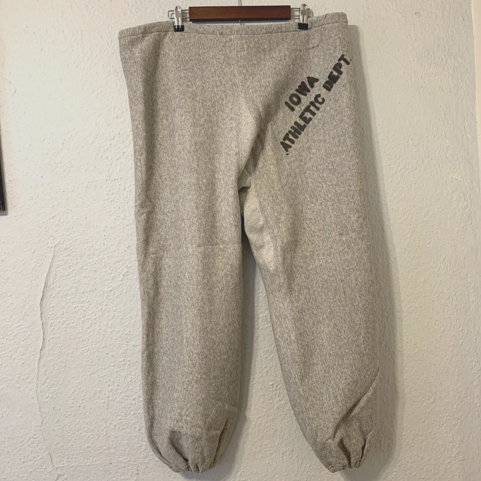 Vtg 60s Champion XL Reverse Weave Sweatpants USA Gusset Iowa Collegiate Stencil - Image 1 of 4