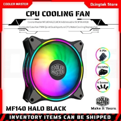 Cooler Master MF140 HALO 14cm 5V/3PIN ARGB Computer Case Quiet PWM Cooling Fan - Image 1 of 4