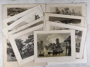 11 antiche litografie da viaggio della Cina e del Giappone Commodoro Perry - Foto 1 di 7
