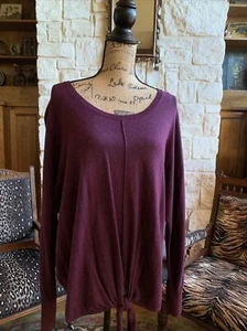 Oversized Cute Yoga New Deep Purple Tie Front Sweater Slouch Look L 50” - Picture 1 of 12