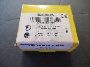 1Box of 100 NEW GMA-2A BUSS BUSSMANN FUSES 2A 250V 5 x 20mm FAST BLOW  NIB - Picture 1 of 6