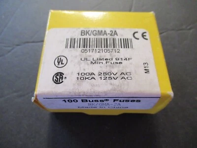 1Box of 100 NEW GMA-2A BUSS BUSSMANN FUSES 2A 250V 5 x 20mm FAST BLOW  NIB - Image 1 of 4