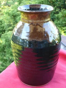 Vintage Vermont handgefertigte KERAMIK BLUMENVASE 8 Zoll hoch x 5 Zoll breit 3 Pfund 4 oz.  - Bild 1 von 7