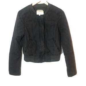 Anthropologie Hei Hei Quilted Bomber Itinerary Linen Blend Jacket Black Medium - Picture 1 of 11