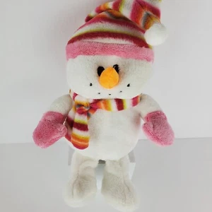Paris Presents Schneemann Weihnachten Plüsch gestreifte Mütze Stofftier 10 Zoll - Bild 1 von 16