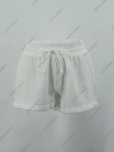 M&S The Lounge Edit Women's White Cotton Muslin Lounge Wear Shorts - Picture 1 of 6