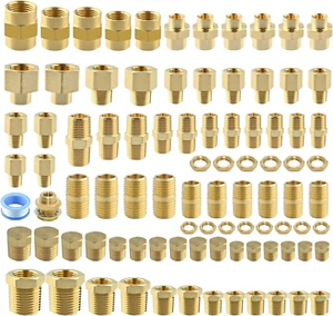 95PCS Brass Pipe Fittings Assortment Kit NPT Adapter,Hex Nipple,Hex Coupling,Red - Picture 1 of 8