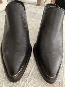 NEW ANTHROPOLOGIE Silent D Black Western BOOTS /mule SIZE 39 Pointed Slant Heels
