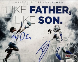 Trevon & Aaiden Diggs Signed 8x10 Photo Dallas Cowboys PIA/JSA - Picture 1 of 1