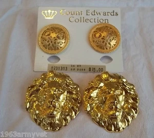 2 NUOVI orecchini donna 1) Count Edwards tono oro opaco vite 2) tono oro leone - Foto 1 di 3