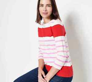 Isaac Mizrahi Live! Always Isaac Stripe Boat Neck Top w/  - more choices a398965