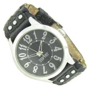 ESPRIT reloj de pulsera para mujer acero inoxidable cuero remaches negro 101092 Batt nuevo S156 - Imagen 1 de 2
