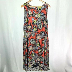 KATIES Size 16 Apricot Paisley Print Sleeveless Elastic Waist Midi Length Dress - Picture 1 of 11