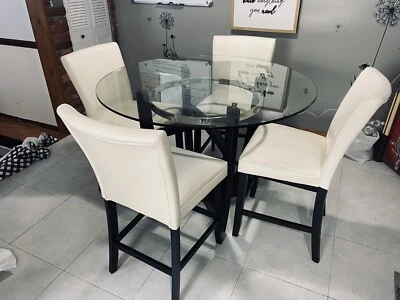 modern Kitchen room set table 4 chairs white - Image 1 of 4