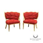 French Art Deco Pair Of Leaf Form Upholstered Chairs