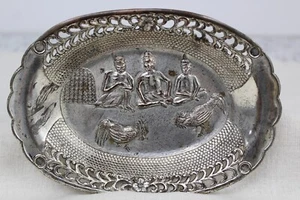 Bandeja Tono Plata Plato Baratija Recuerdo Buda Budista Hindú Imagen/Alivio De Colección - Imagen 1 de 4
