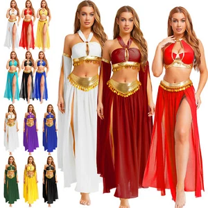 Women's Belly Dance Outfit Halter Crop Top Skirt with Sequin Tassel Dancewear - Picture 1 of 158