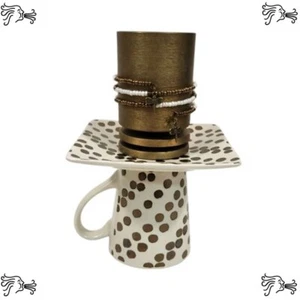 Upcycled Coffee Mug Candle Plant Holder Jewelry Tray, Sponge Soap Dish, Bronze - Picture 1 of 6