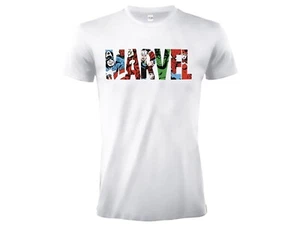 T SHIRT MARVEL LOGO FUMETTI ORIGINALE Donna Uomo Maglia Maglietta 100% Cotone - Foto 1 di 2
